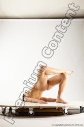 Nude Gymnastic poses Woman White Sitting poses - ALL Slim long black Multi angle poses Pinup